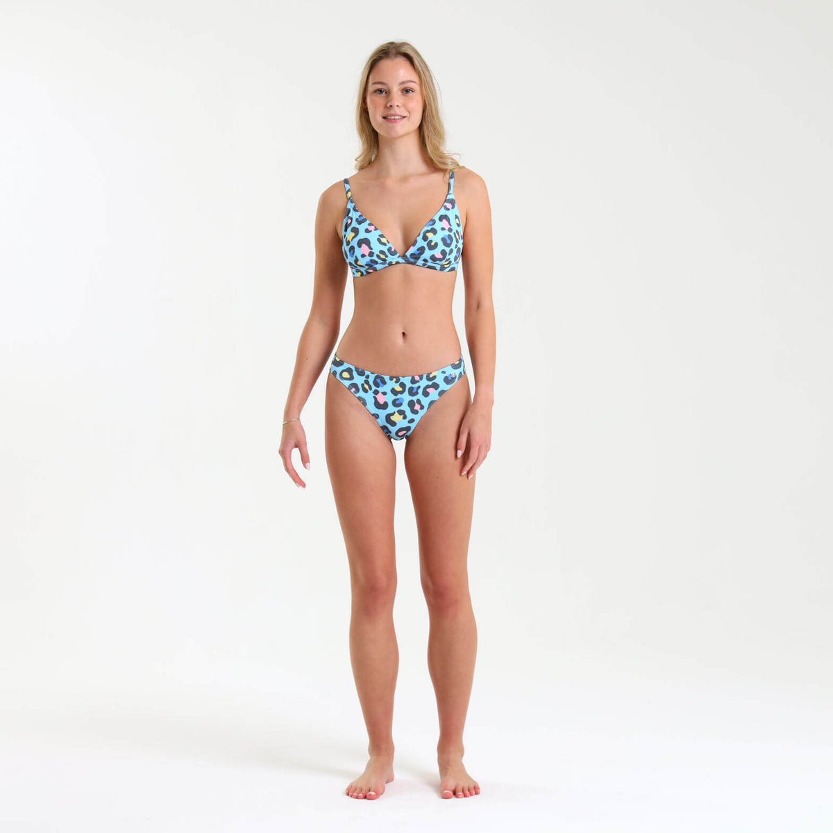 Ladies Bikini Bottoms - Leopard | Baby Blue