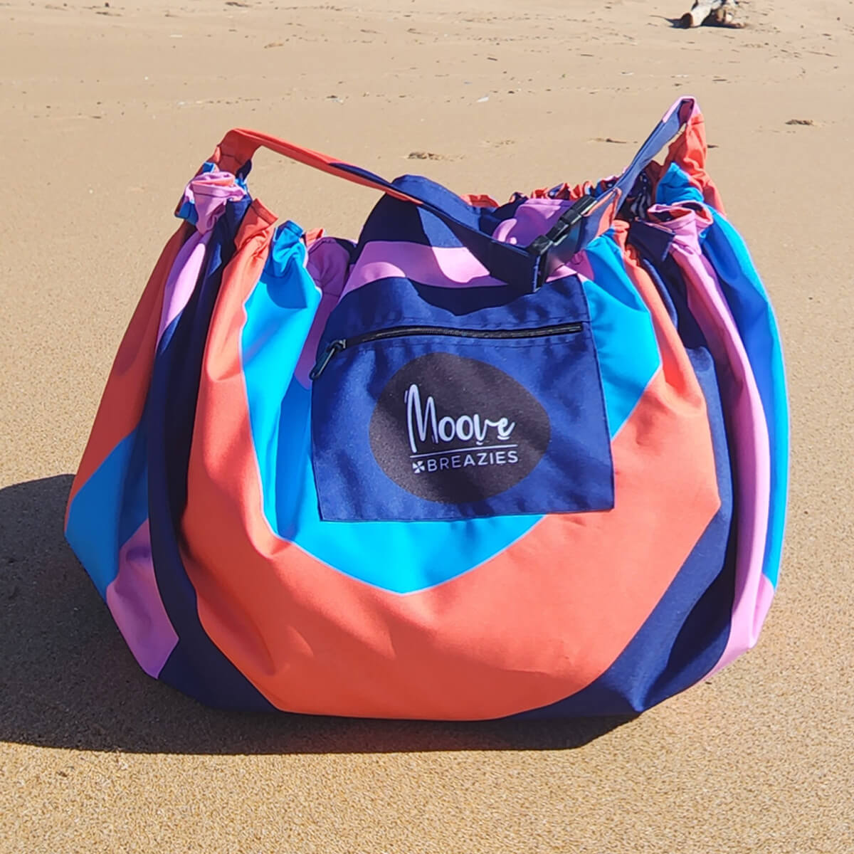 Moove Beach Bag | Retro Stripes & Orange Shells