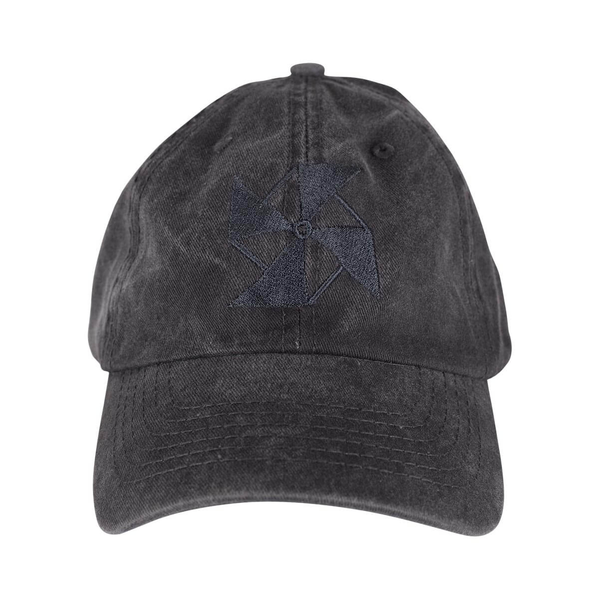 Black cap with a washed look and an embroidered self colour Breazies logo on the front.