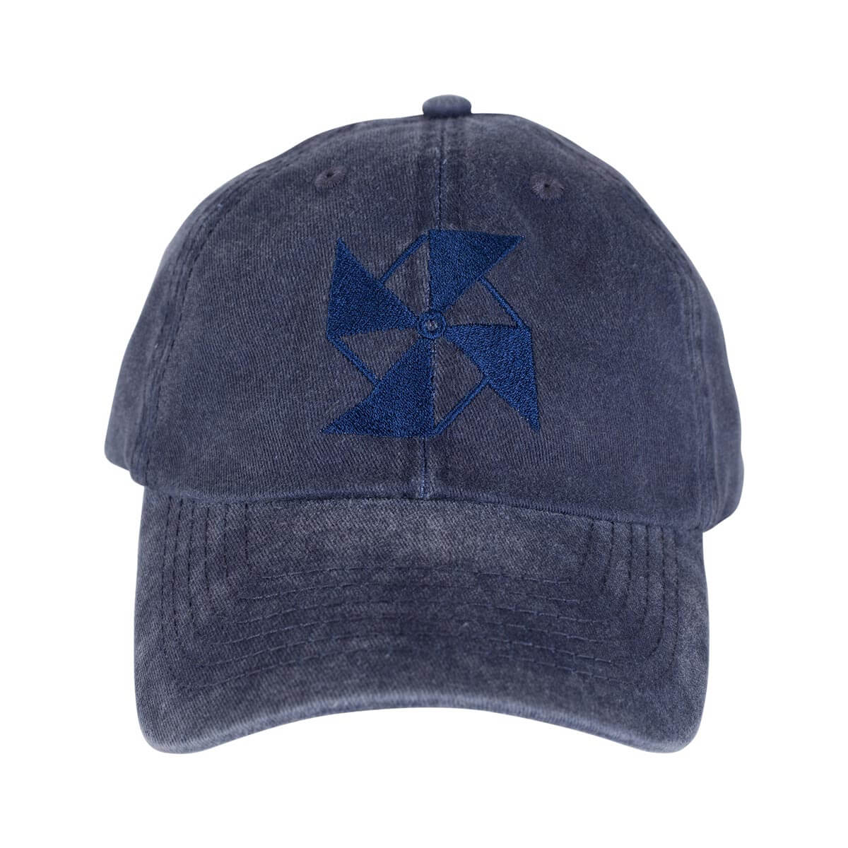 Navy blue cap with a washed look and an embroidered self colour Breazies logo on the front.