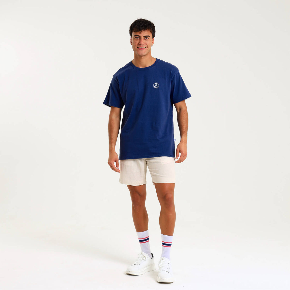 Printed Cotton Tee - Palms | Blue