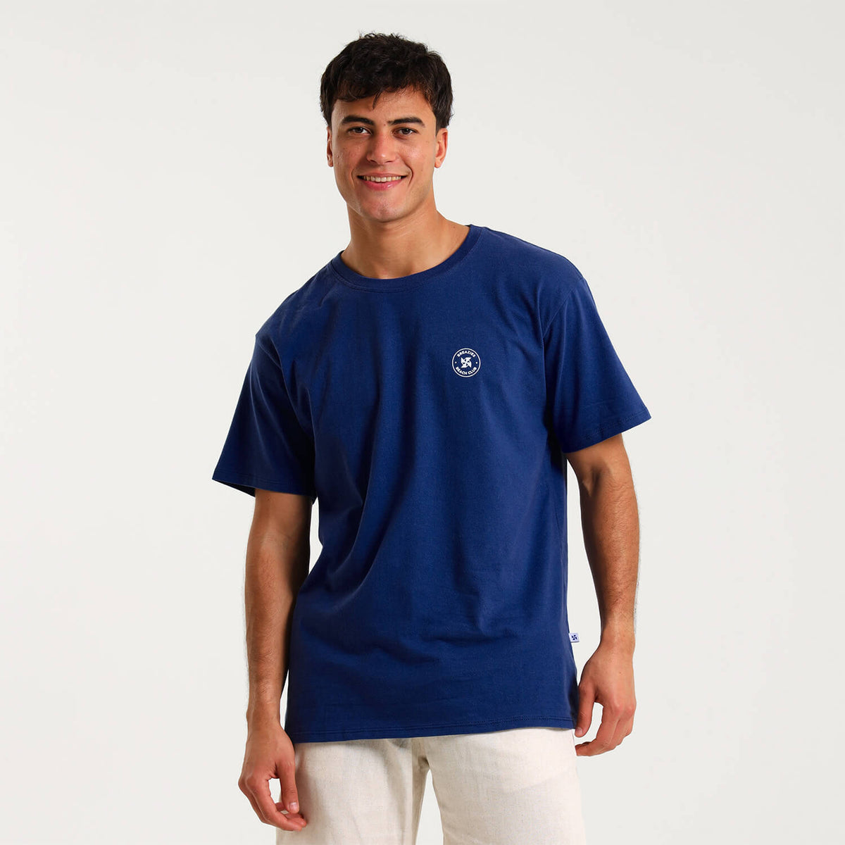 Printed Cotton Tee - Palms | Blue