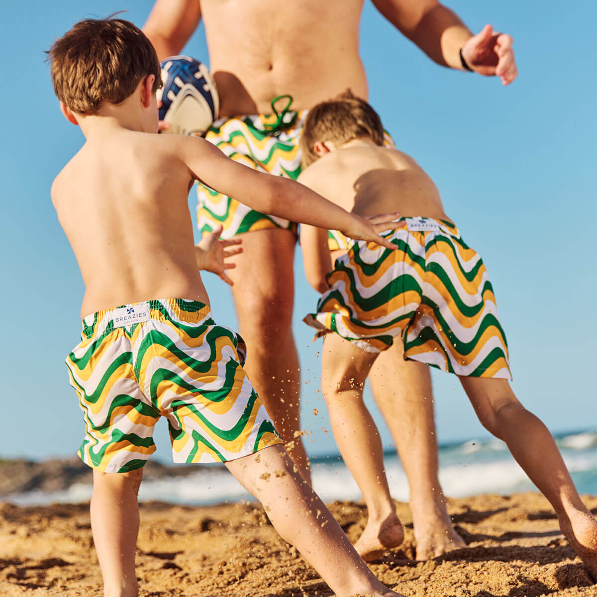 Boys Swim Shorts - Retro Stripes | Bokke