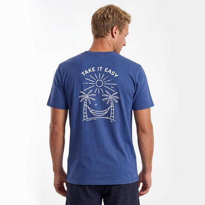Printed Cotton Tee - Palms | Blue