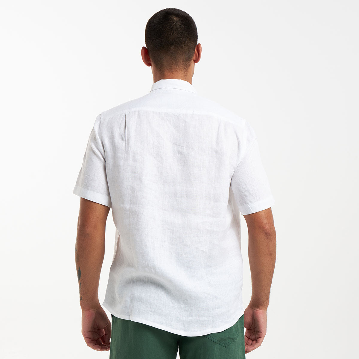 Short Sleeve Linen Shirt | White