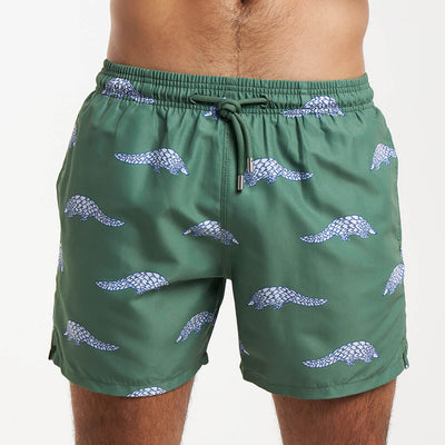 Swim Shorts - Pangolins | Army Green