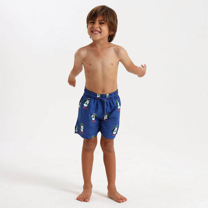 Kids Swim Shorts - Scuba Penguin | Royal Blue