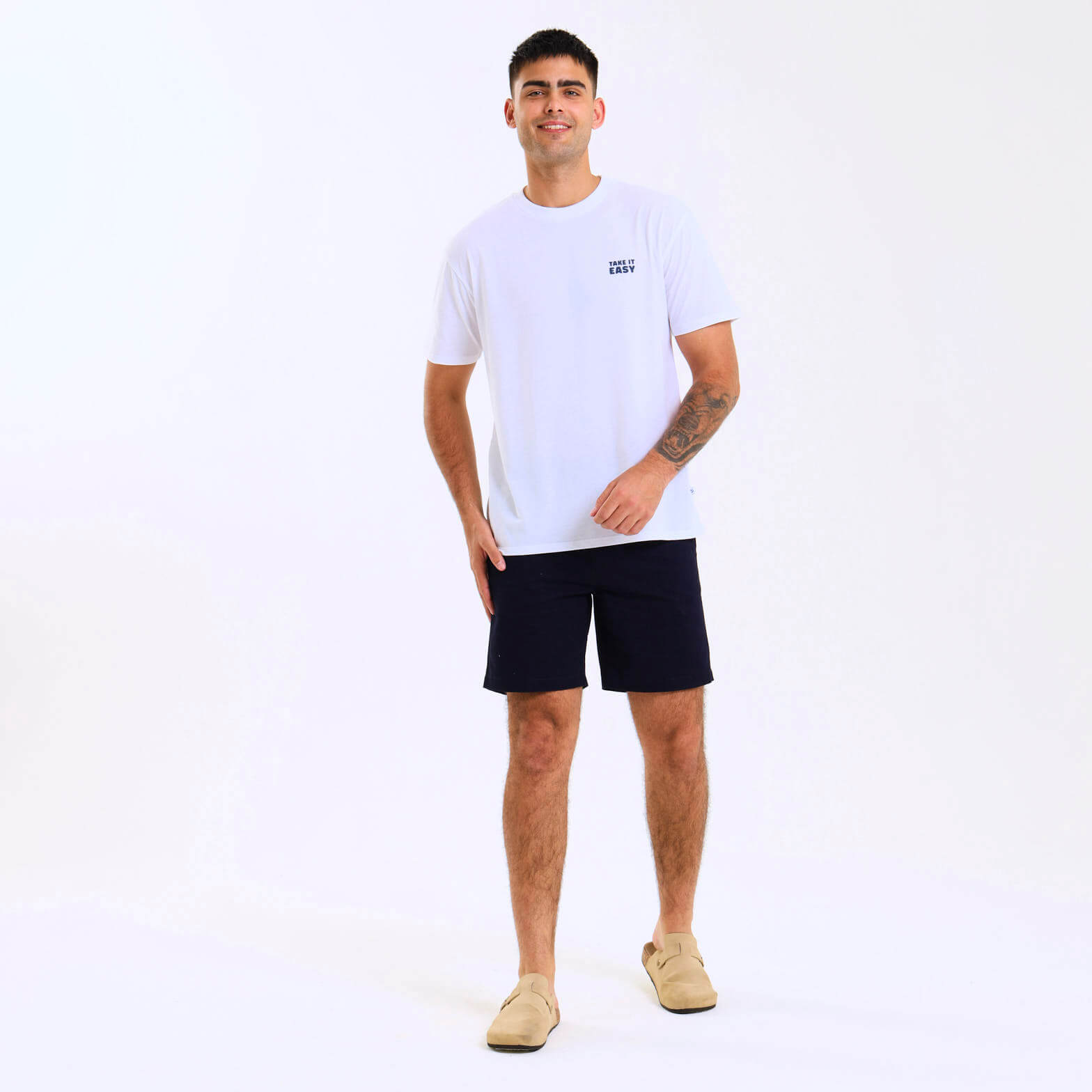Stretch Cotton Chino Shorts | Navy