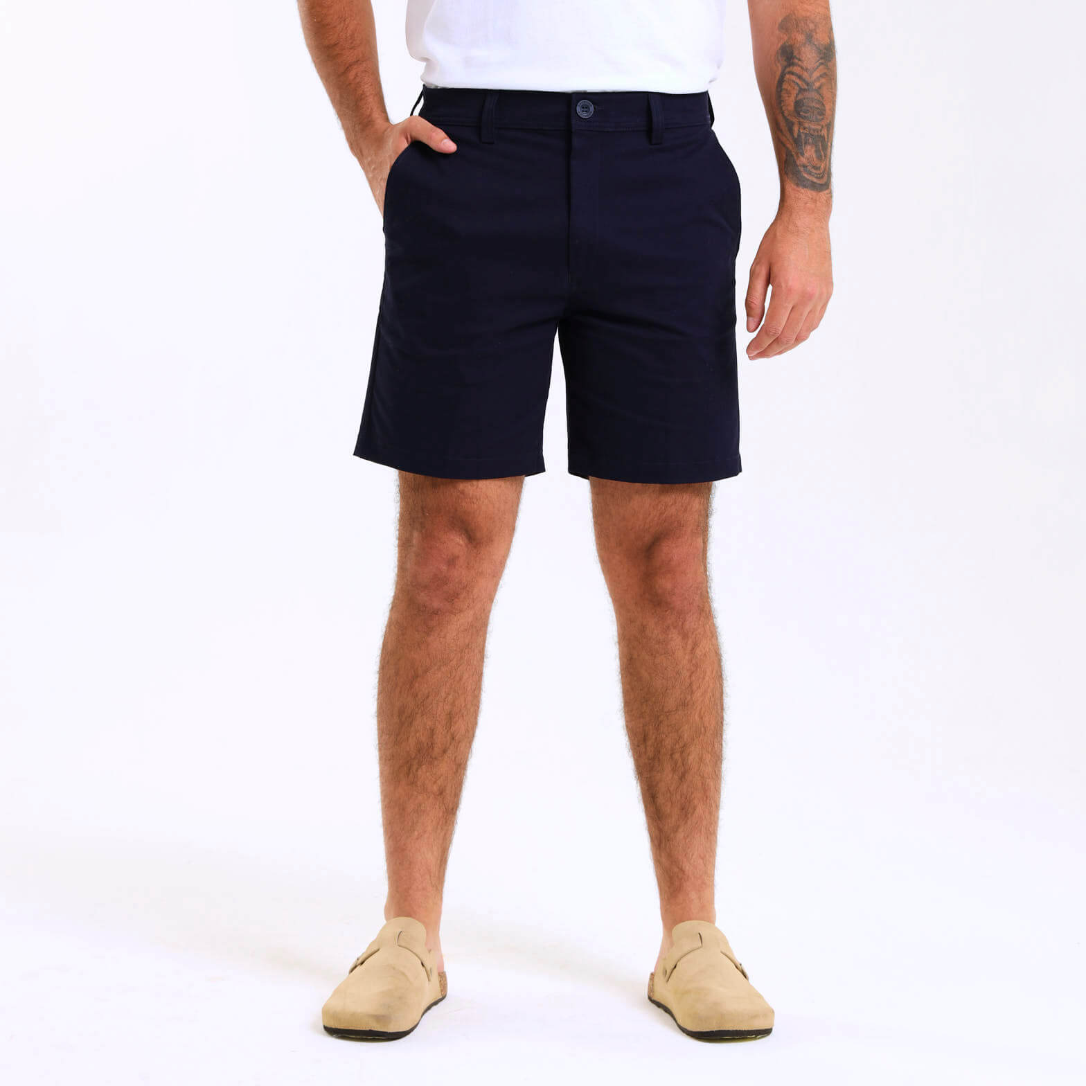 Stretch Cotton Chino Shorts | Navy