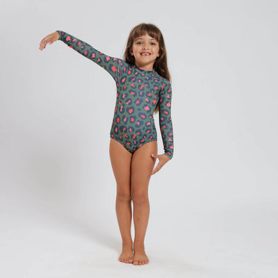 Girls Long Sleeve - Leopard | Army Green