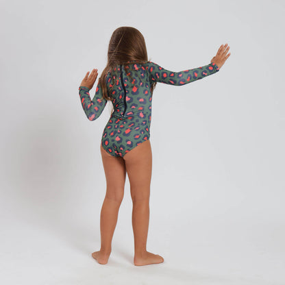 Girls Long Sleeve - Leopard | Army Green