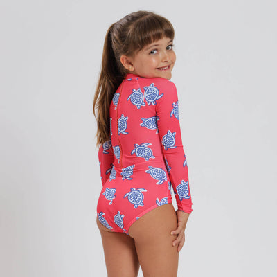 Girls Long Sleeve - Turtles | Coral
