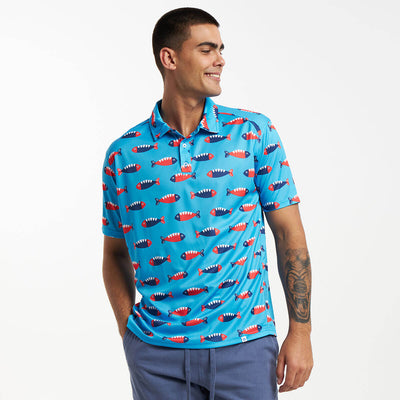 Golf Shirt - Mr Fish | Bubblegum Blue