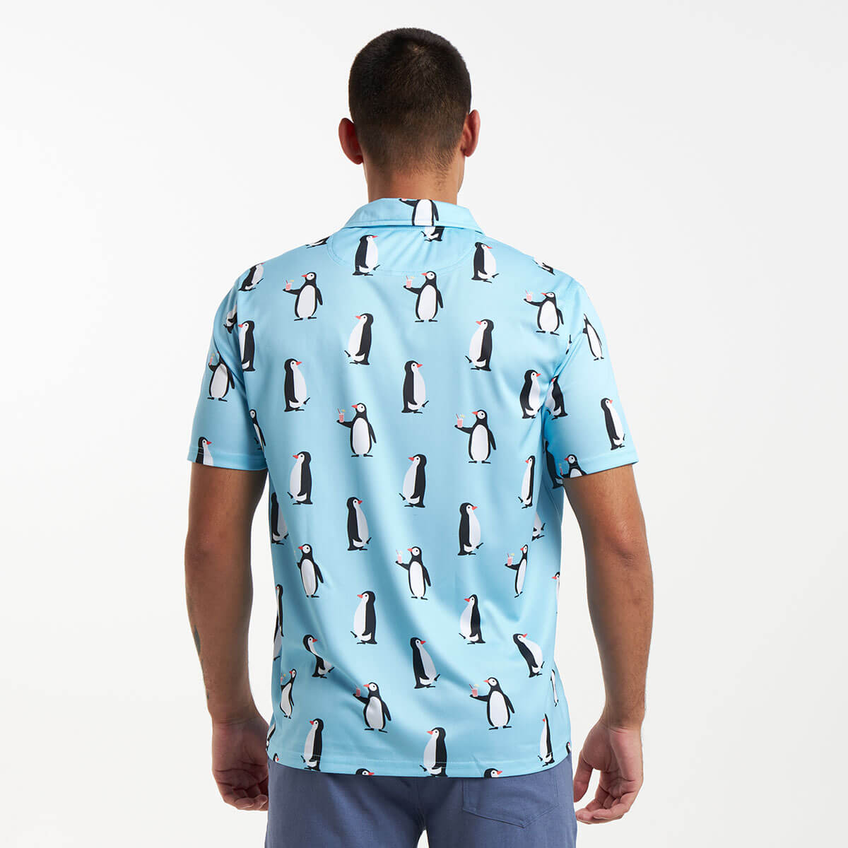 Golf Shirt - Penguins | Baby Blue