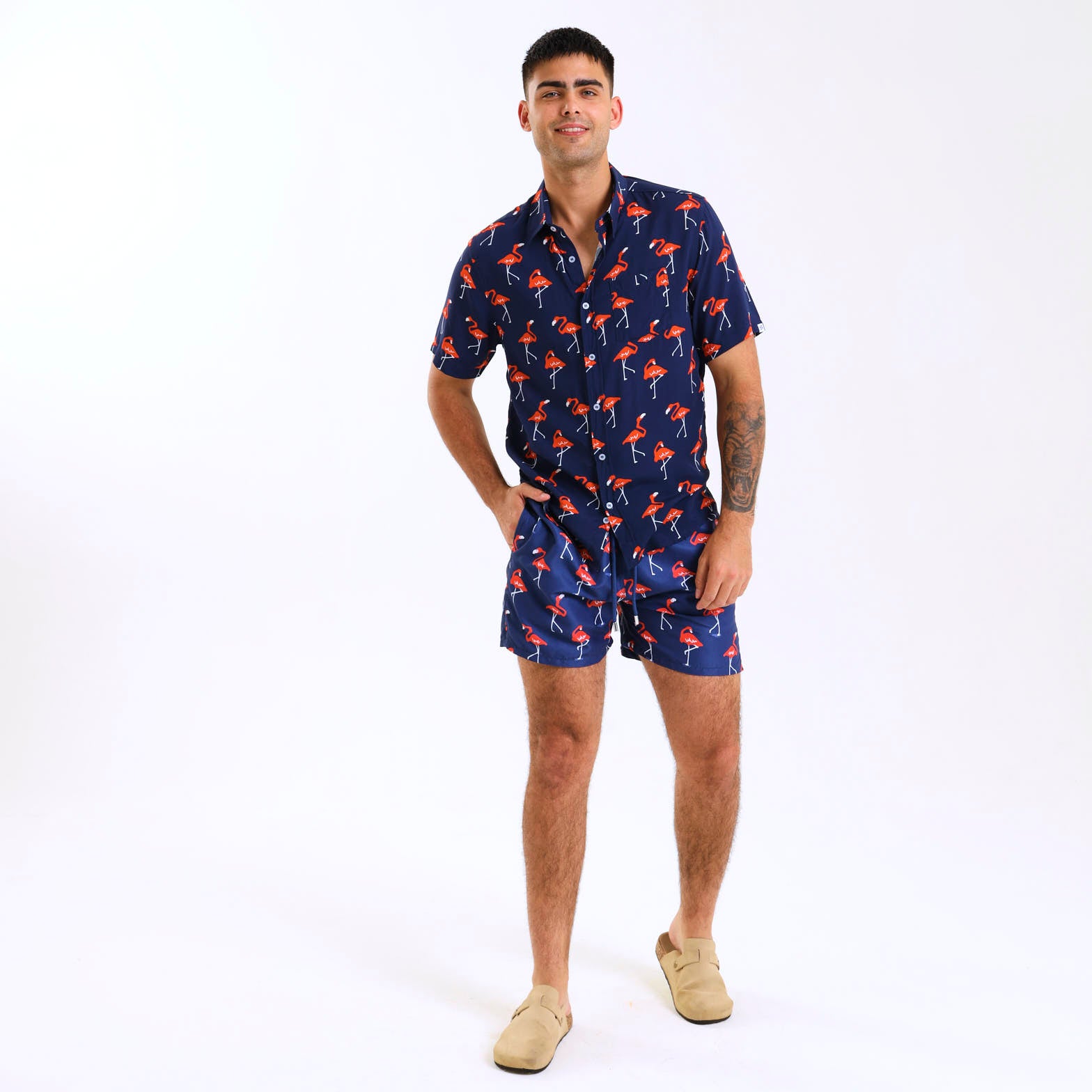 Holiday Shirt - Flamingo | Navy