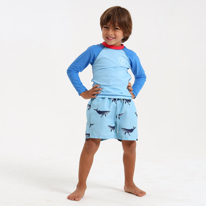 Breazies Kids Long Sleeve Rash Vest - Tricolour | Blue