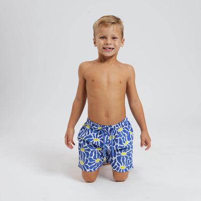 Kids Swim Shorts - Flowers | Blue
