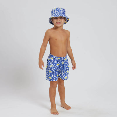 Kids Swim Shorts - Flowers | Blue