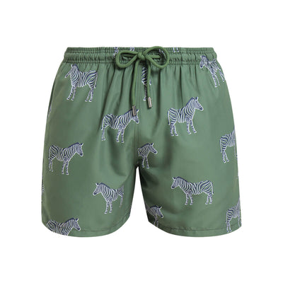 Kids Swim Shorts - Zebra | Army Green