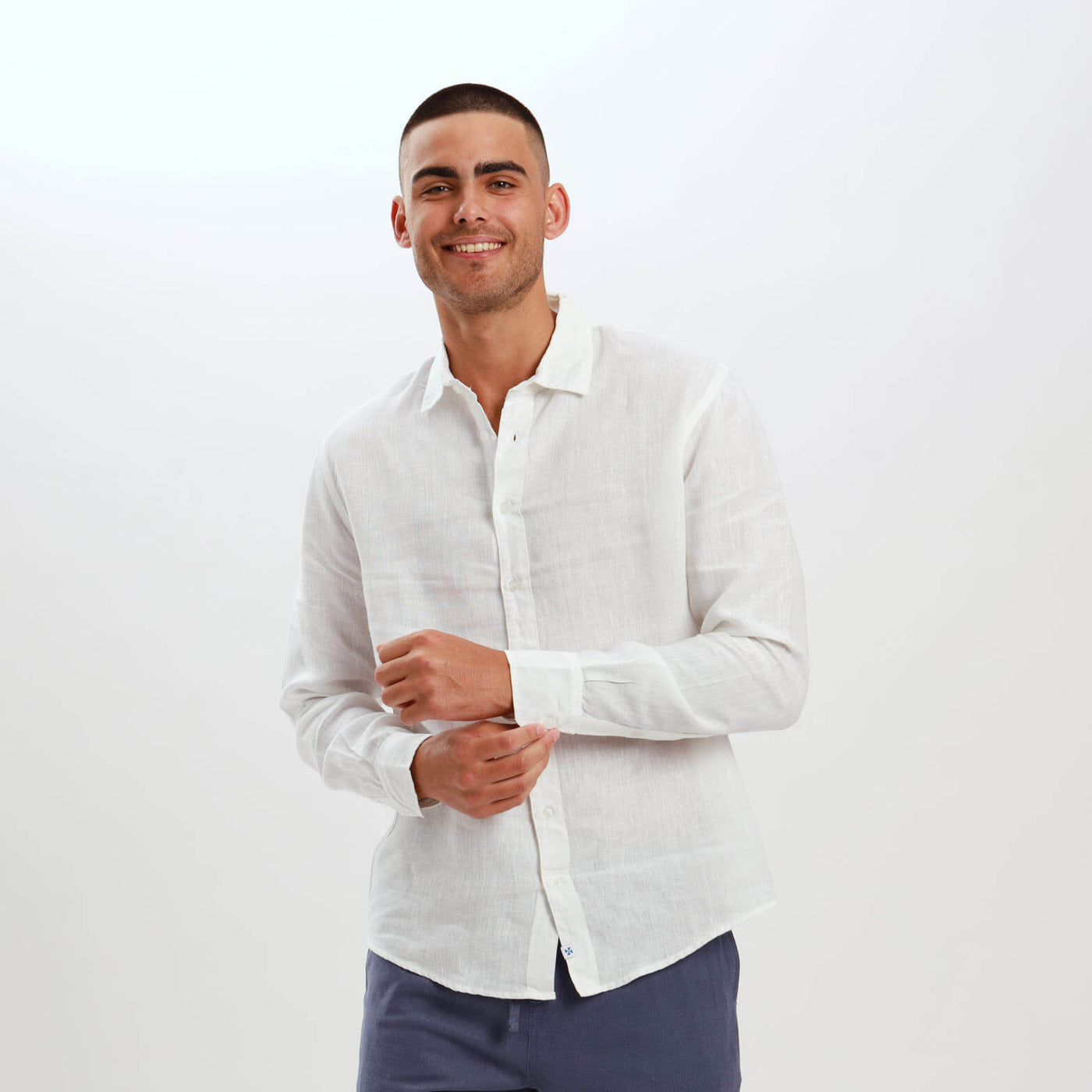 Long Sleeve Linen Shirt | White