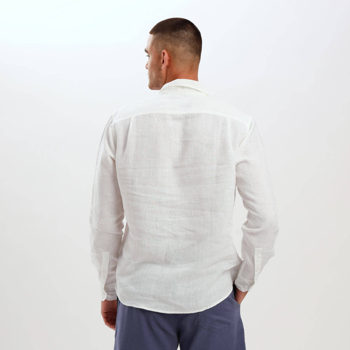 Long Sleeve Linen Shirt | White