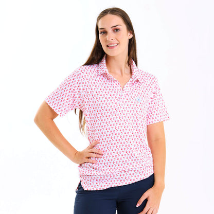 Ladies Golf Shirt - Cocktails | Coral
