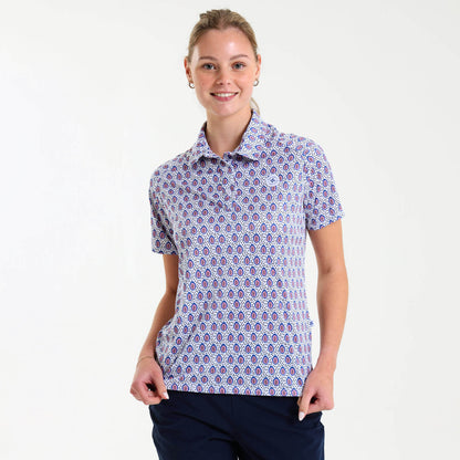 Ladies Golf Shirt - Papaya | Blue
