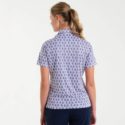 Ladies Golf Shirt - Papaya | Blue