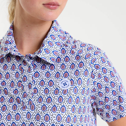 Ladies Golf Shirt - Papaya | Blue