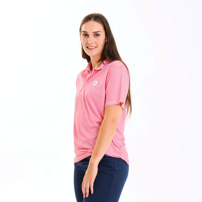 Ladies Golf Shirt - Stripes | Coral