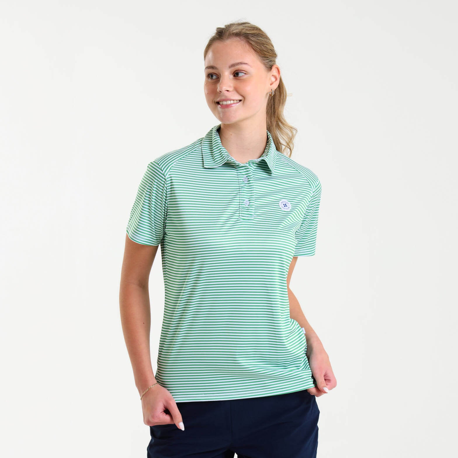 Ladies Golf Shirt - Stripes | Green