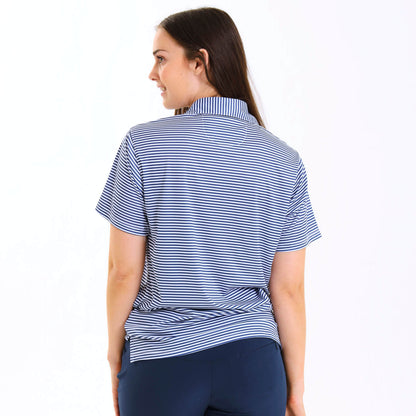 Ladies Golf Shirt - Stripes | Navy