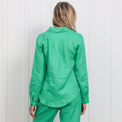 Ladies Linen Long Sleeve Shirt | Green