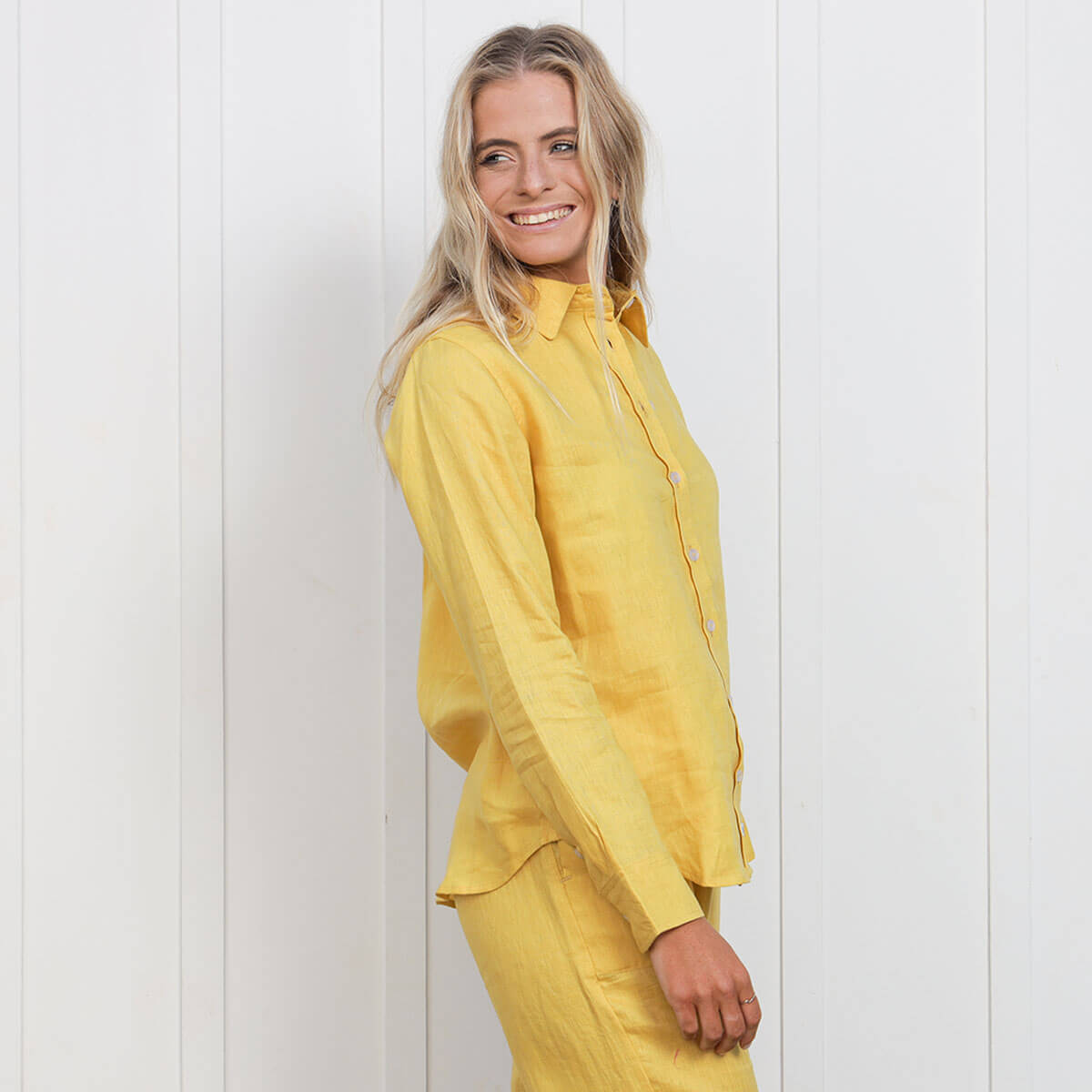 Ladies Linen - Long Sleeve Shirt | Mustard