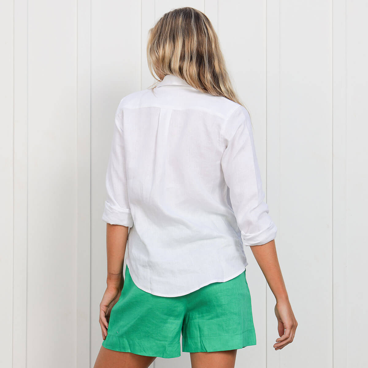Ladies Linen Long Sleeve Shirt | White