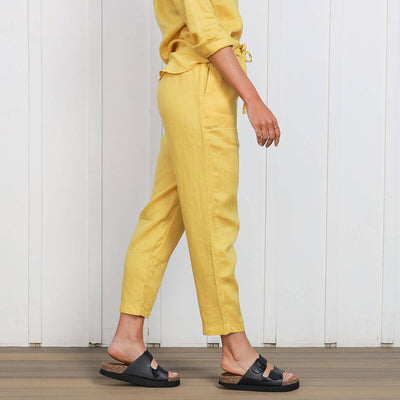 Ladies Linen Pants | Mustard