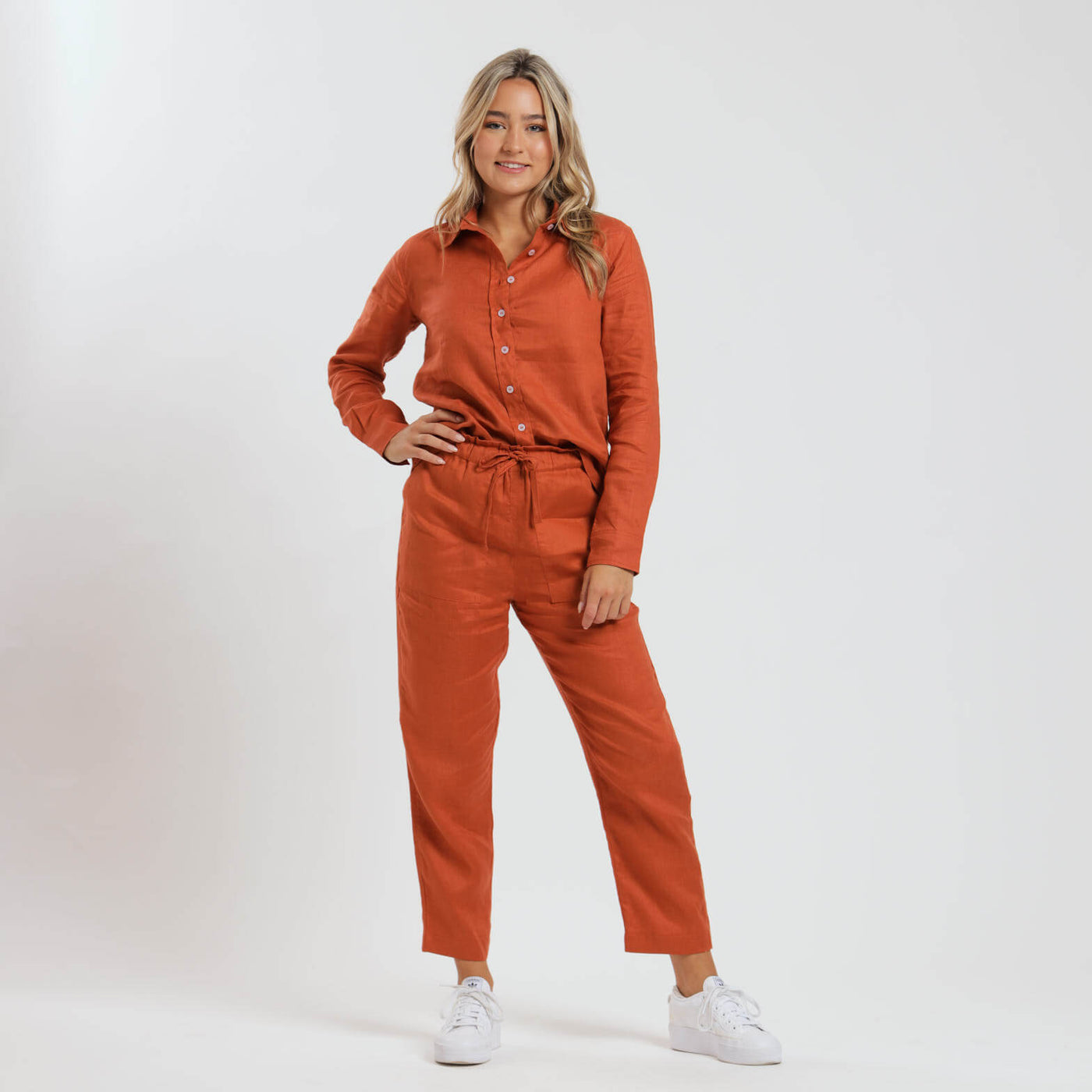 Ladies Linen - Pants | Rust