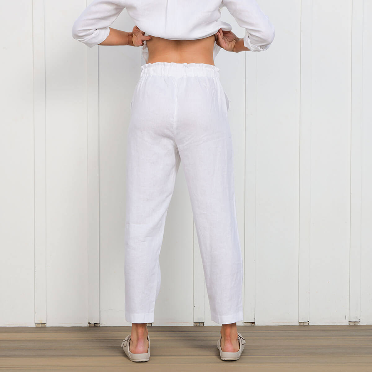 Ladies Linen Pants | White