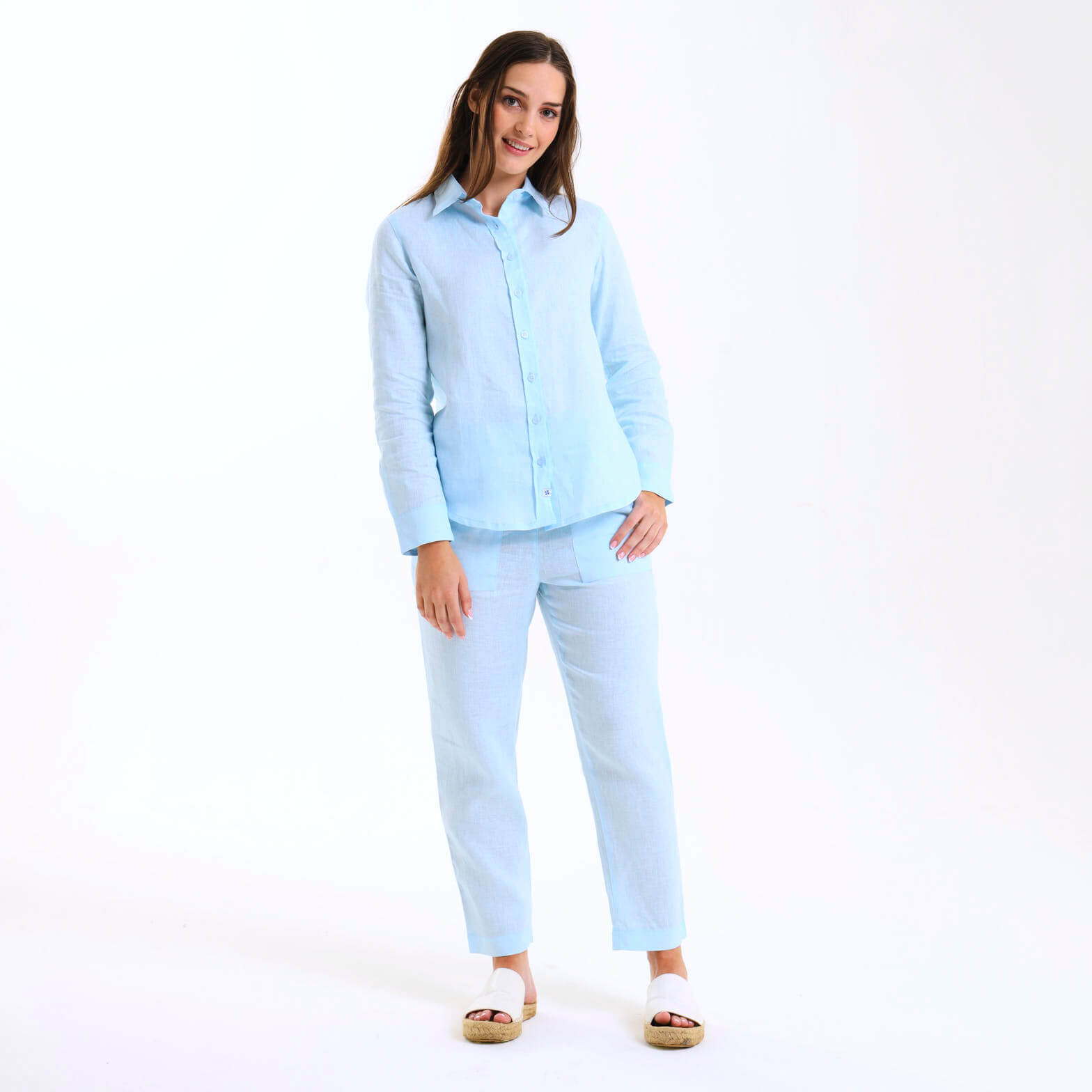 Ladies Linen - Pants | Baby Blue