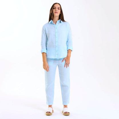 Ladies Linen - Long Sleeve Shirt | Baby Blue