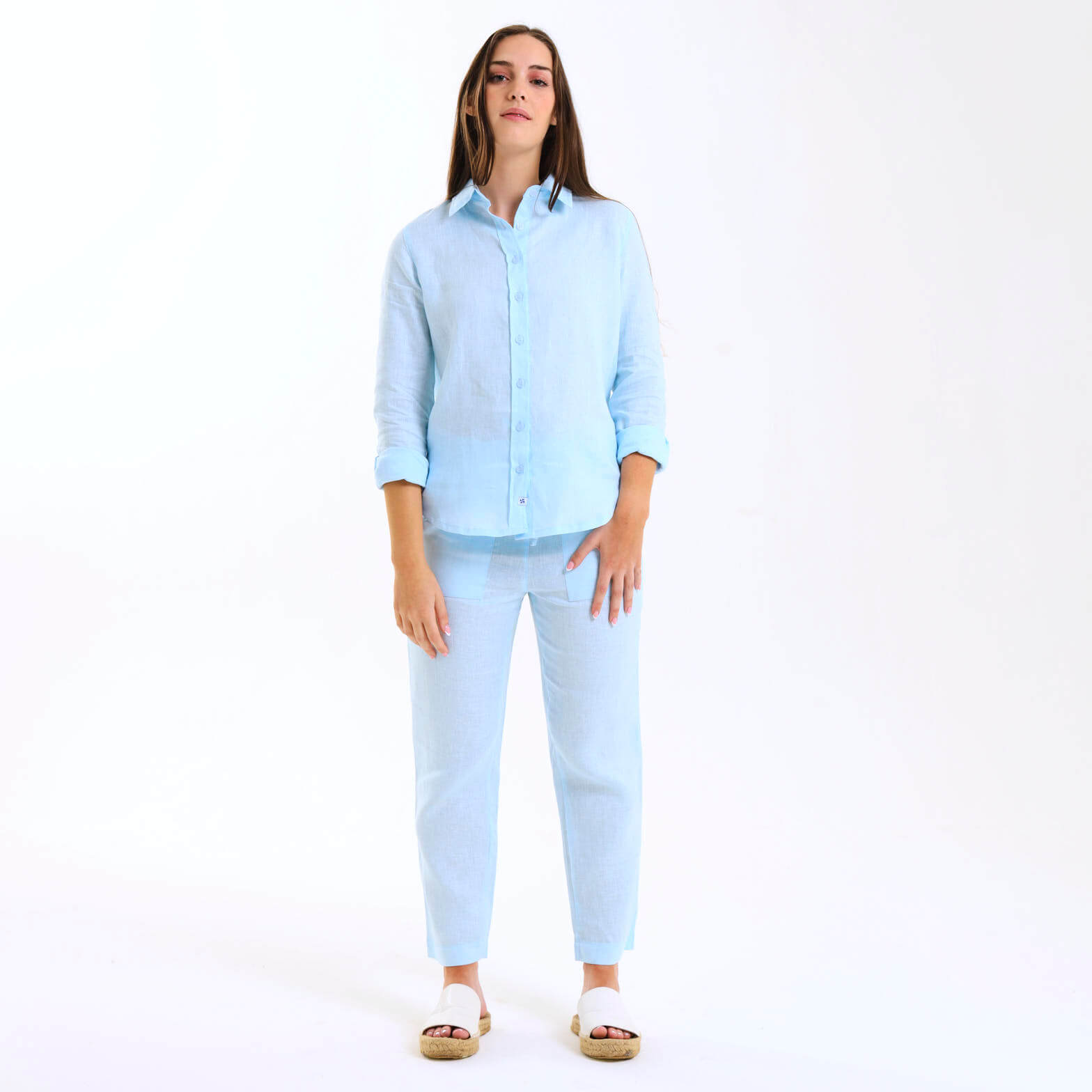 Ladies Linen - Pants | Baby Blue