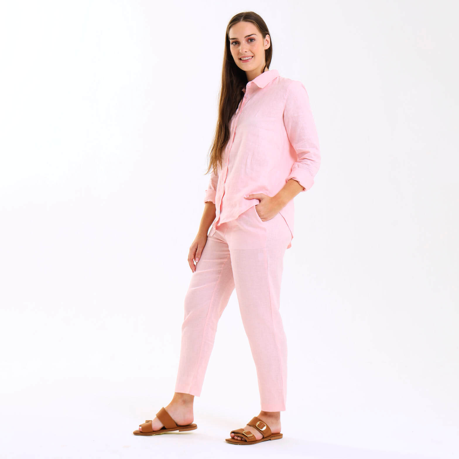 Ladies Linen - Pants | Baby Pink