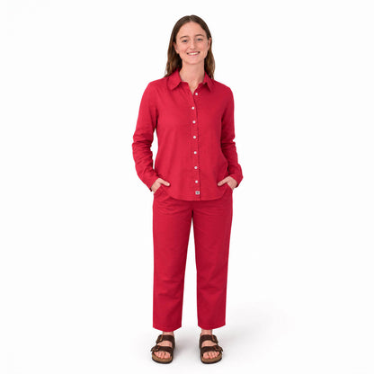 Ladies Linen - Long Sleeve Shirt | Raspberry