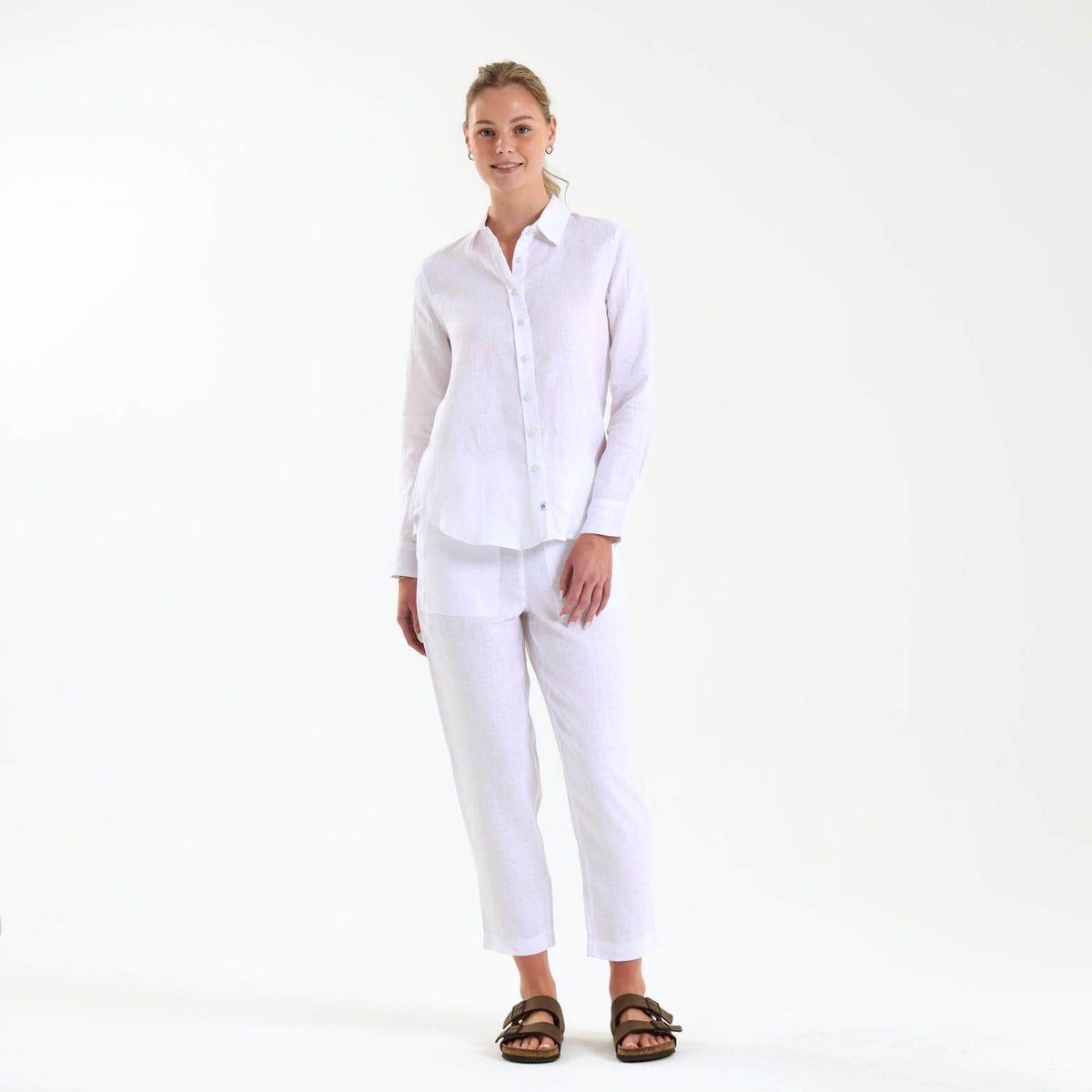 Ladies Linen - Long Sleeve Shirt | White