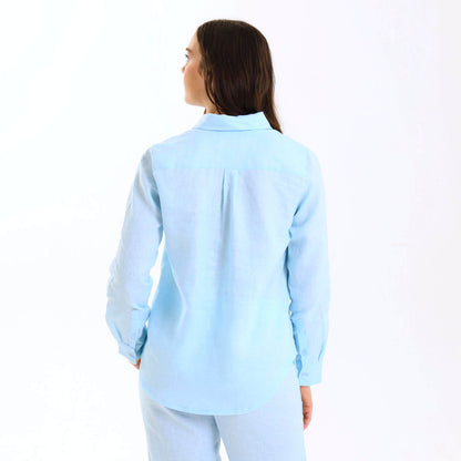 Ladies Linen - Long Sleeve Shirt | Baby Blue