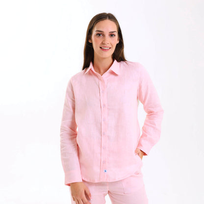 Ladies Linen - Long Sleeve Shirt | Baby Pink