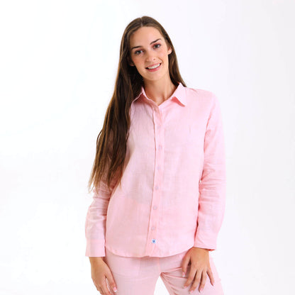 Ladies Linen - Long Sleeve Shirt | Baby Pink