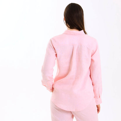 Ladies Linen - Long Sleeve Shirt | Baby Pink