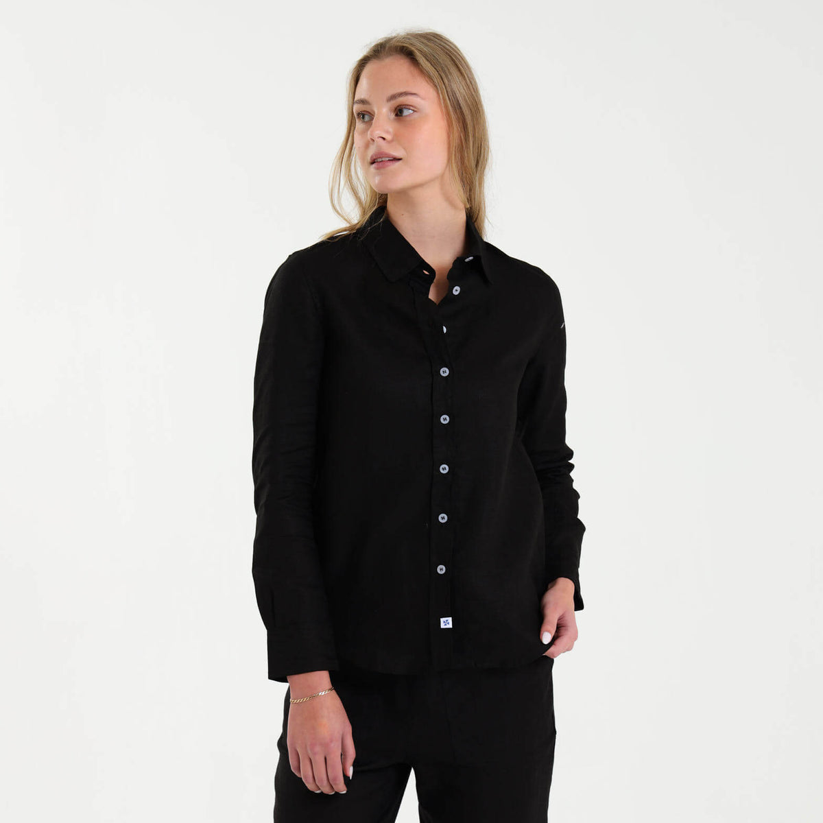 Ladies Linen - Long Sleeve Shirt | Black