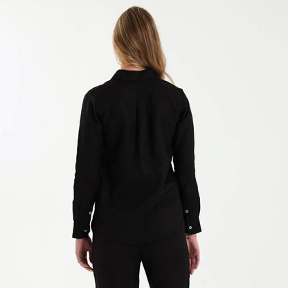 Ladies Linen - Long Sleeve Shirt | Black